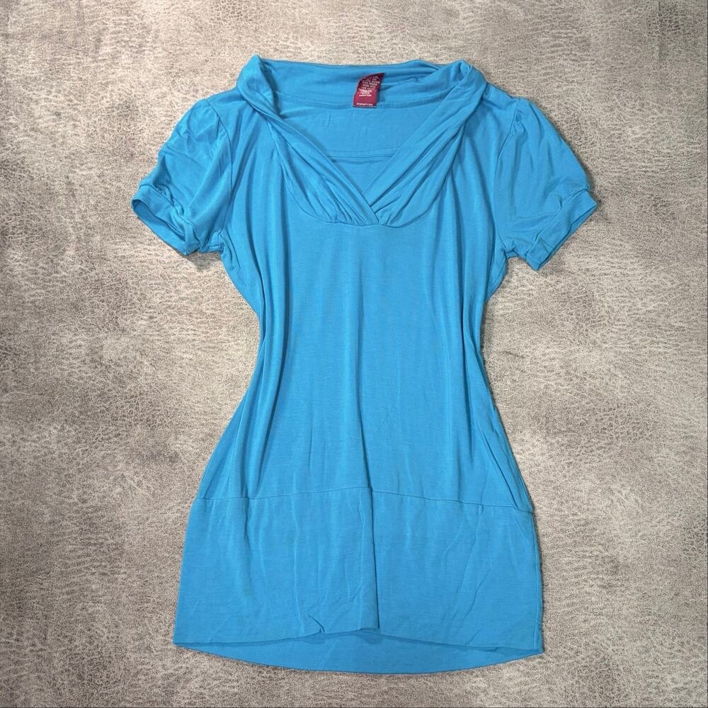 Y2k Blue Draped Short Sleeve Top